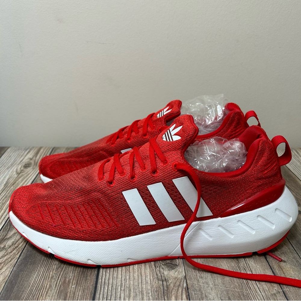 Adidas Red and White Athletic Shoes with Sporty Silhouette